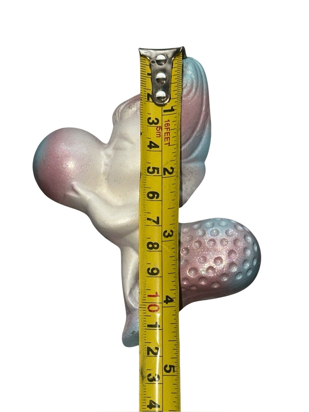 Mid Century Style Mermaid Wall Decor Ceramic Blue Pink Pearl Finish 4.5" READ